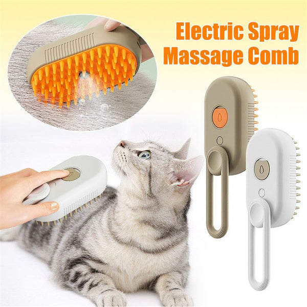 Electric Pet Spray & Massage Brush – Hair Removal, Grooming & Steam Care