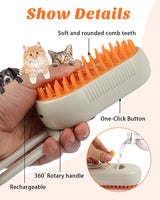 Electric Pet Spray & Massage Brush – Hair Removal, Grooming & Steam Care