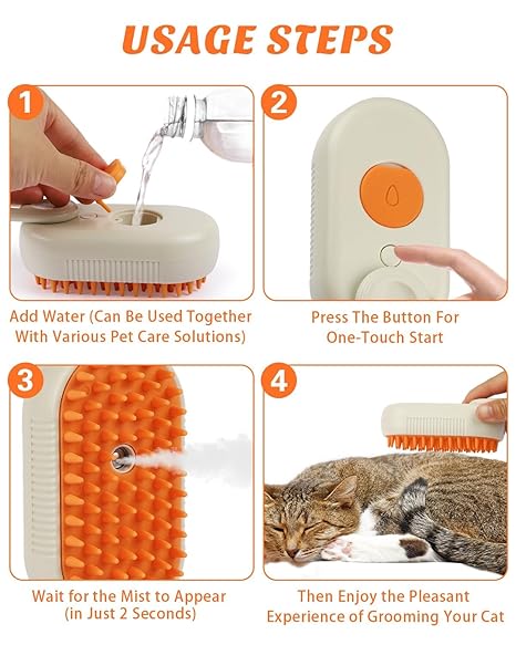 Electric Pet Spray & Massage Brush – Hair Removal, Grooming & Steam Care